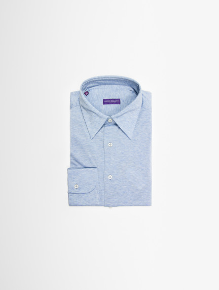 Patrick Hellmann CollectionLight Blue Stretchy Shirt 100% Cottonimage960